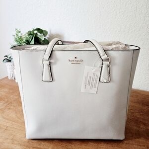 Kate Spade Perry Saffiano Leather Laptop Tote Large Purse Bag Stone Path NEW